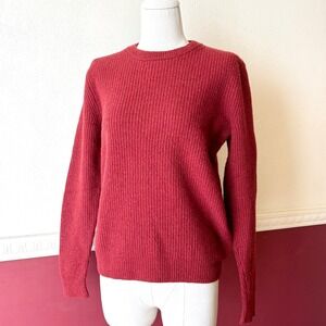Bonobos Pullover Sweater Red 100% Extra Fine Merino Wool Crewneck Ribbed Size S